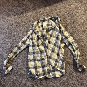 American Eagle Outfitters Gray and Yellow Plaid Shirt